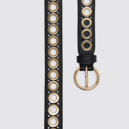 Sandro Belt with round buckle and eyelets Black