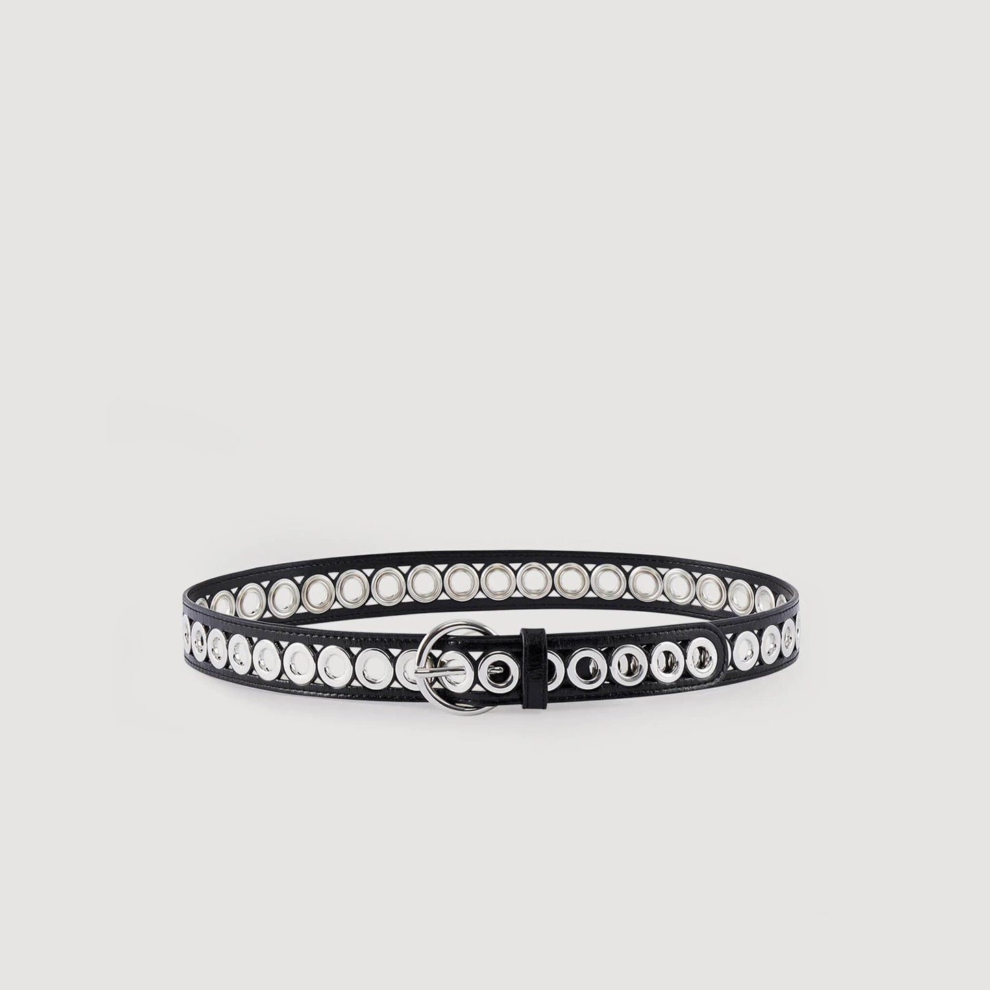 Sandro Belt with round buckle and eyelets Black