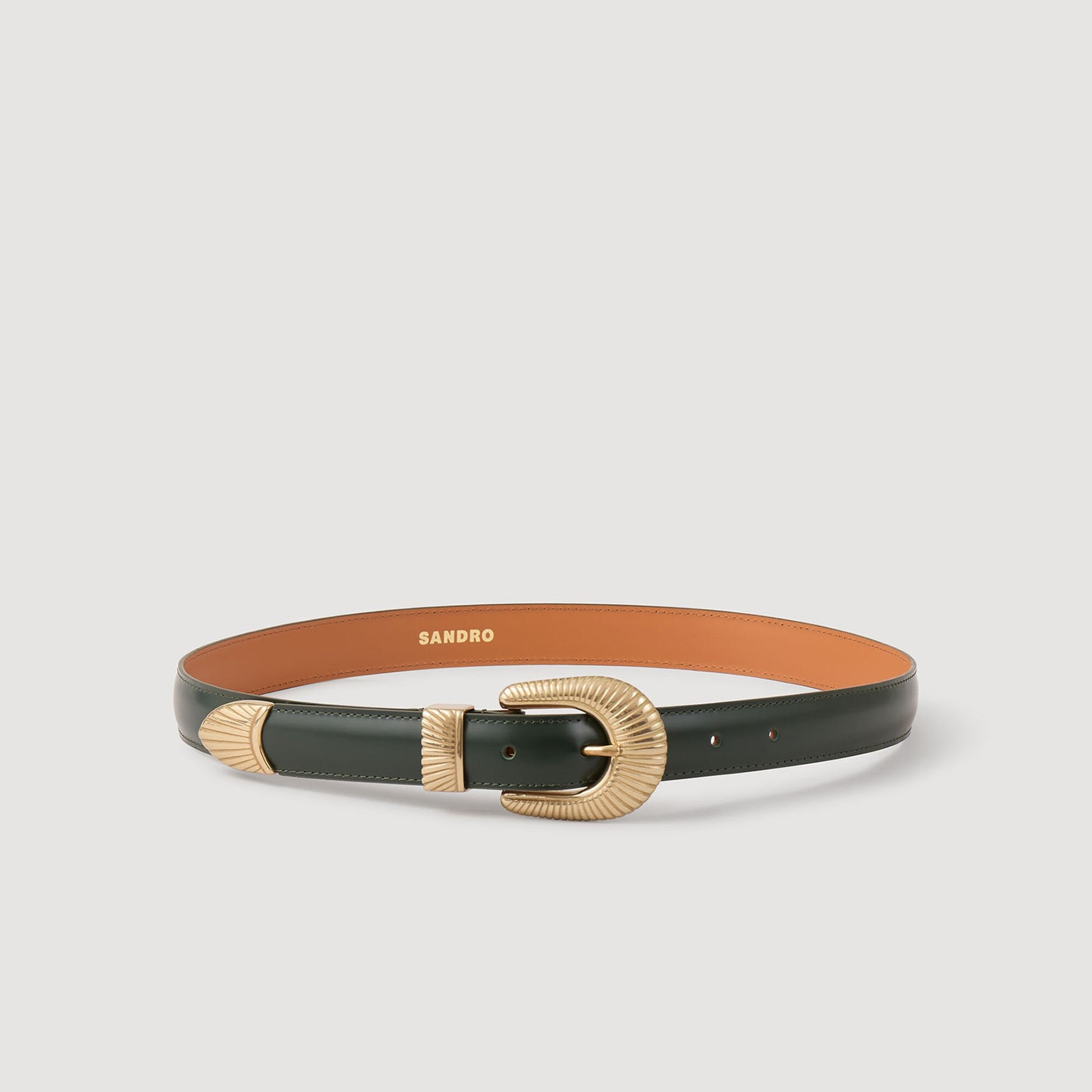 Sandro Leather belt Bottle Green