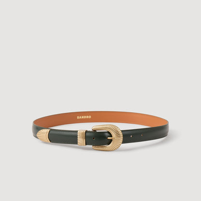 Sandro Leather belt Bottle Green