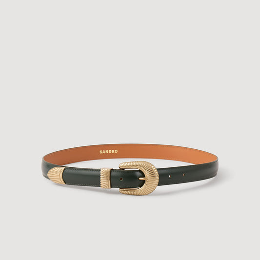 Sandro Leather belt Bottle Green