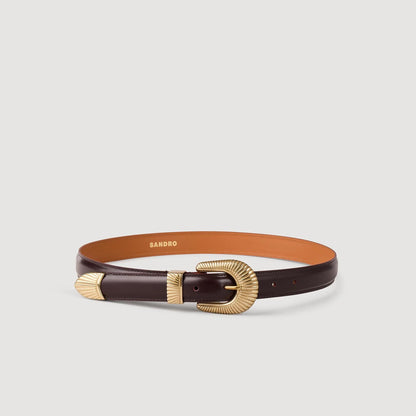 Sandro Leather belt Bordeaux
