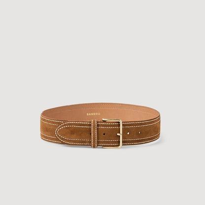 Sandro Wide leather belt Camel