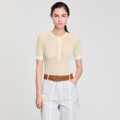 Sandro Wide leather belt Camel