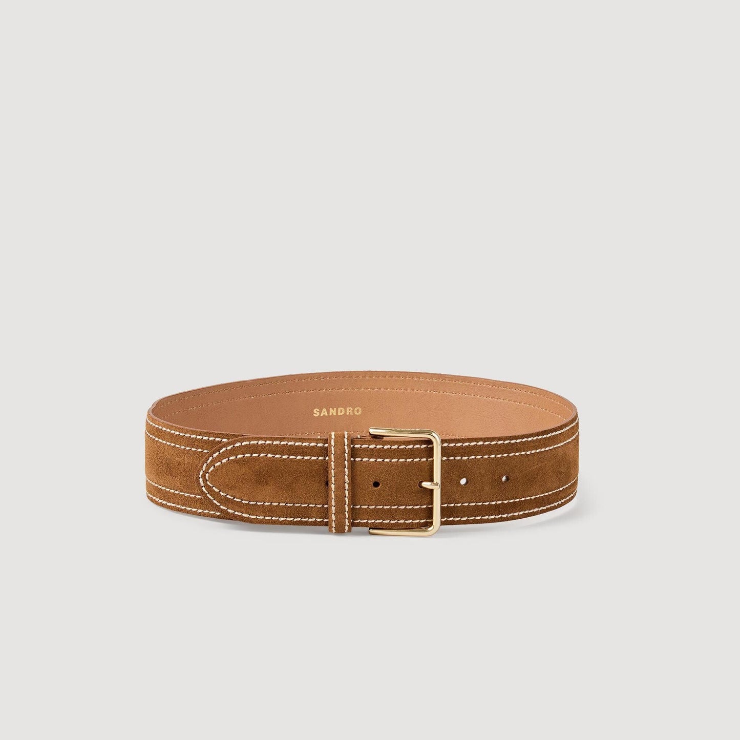 Sandro Wide leather belt Camel