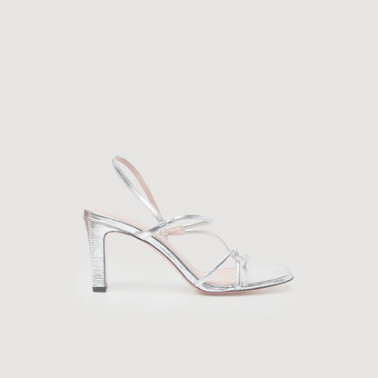 Sandro Metallic leather sandals Silver