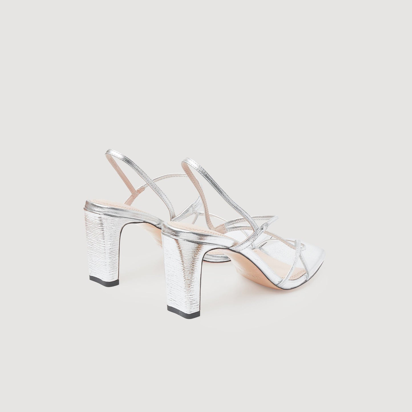 Sandro Metallic leather sandals Silver