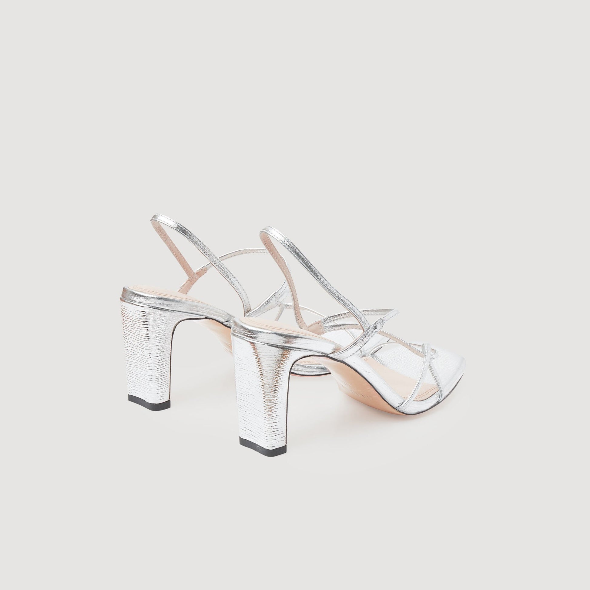 Sandro Metallic leather sandals Silver