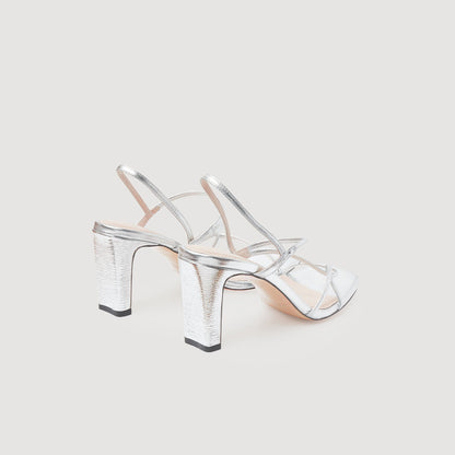 Sandro Metallic leather sandals Silver