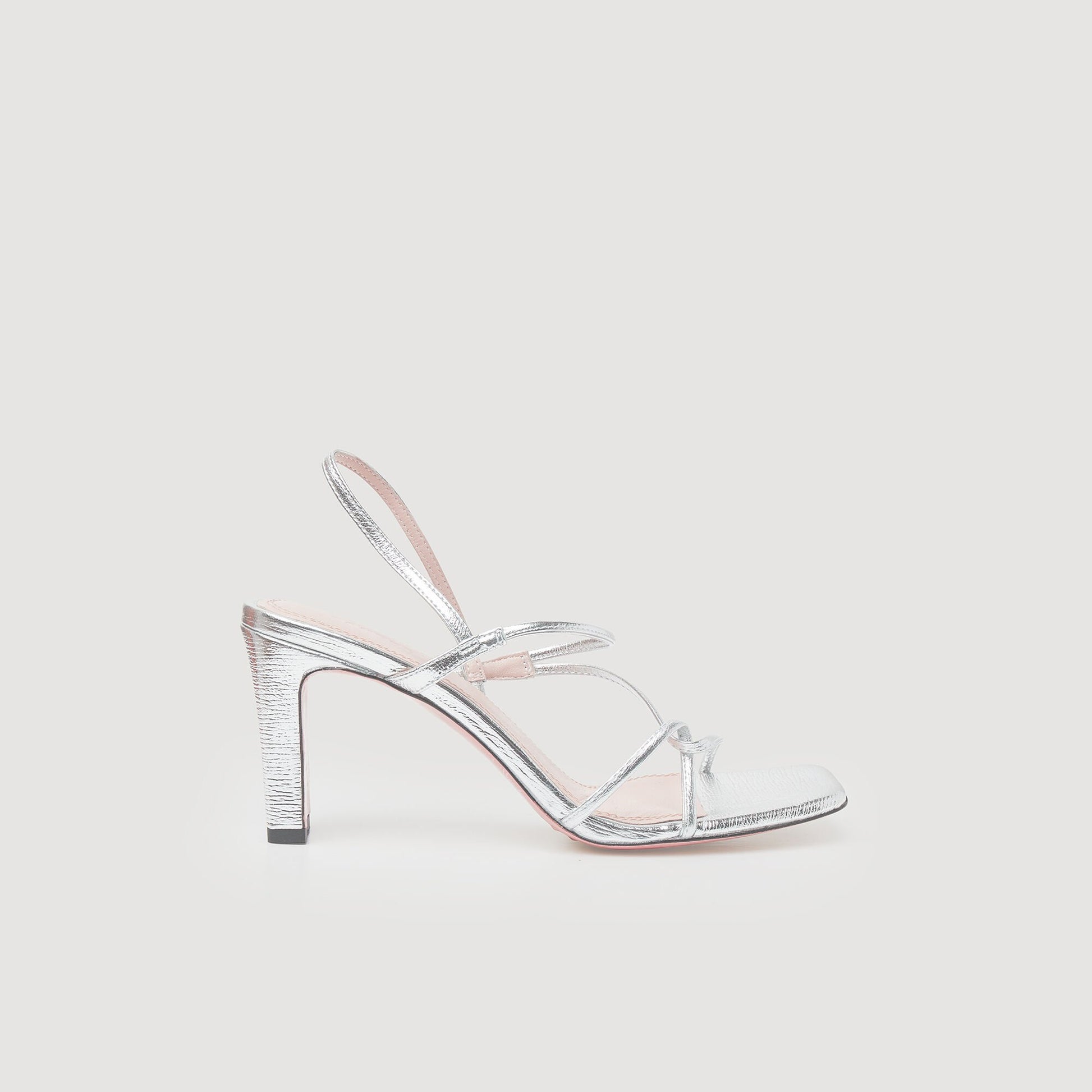 Sandro Metallic leather sandals Silver