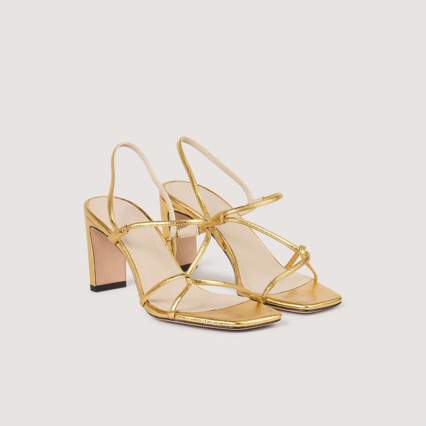 Sandro Embossed leather sandals Gold