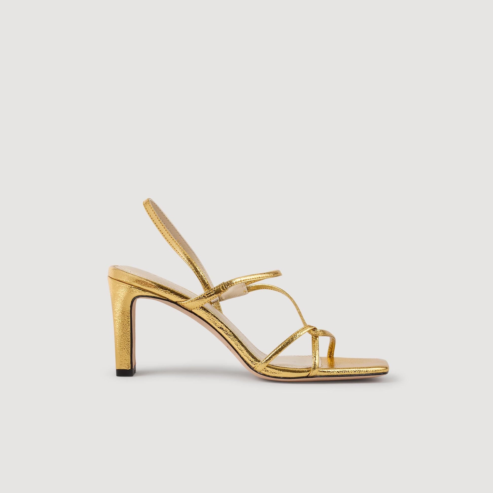 Sandro Embossed leather sandals Gold