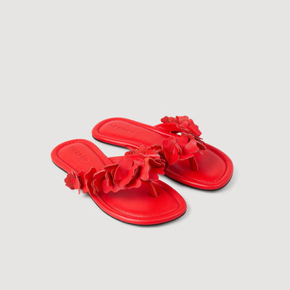 Sandro Floral leather sandals Orange