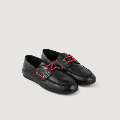 Sandro Leather boat shoe loafers Black