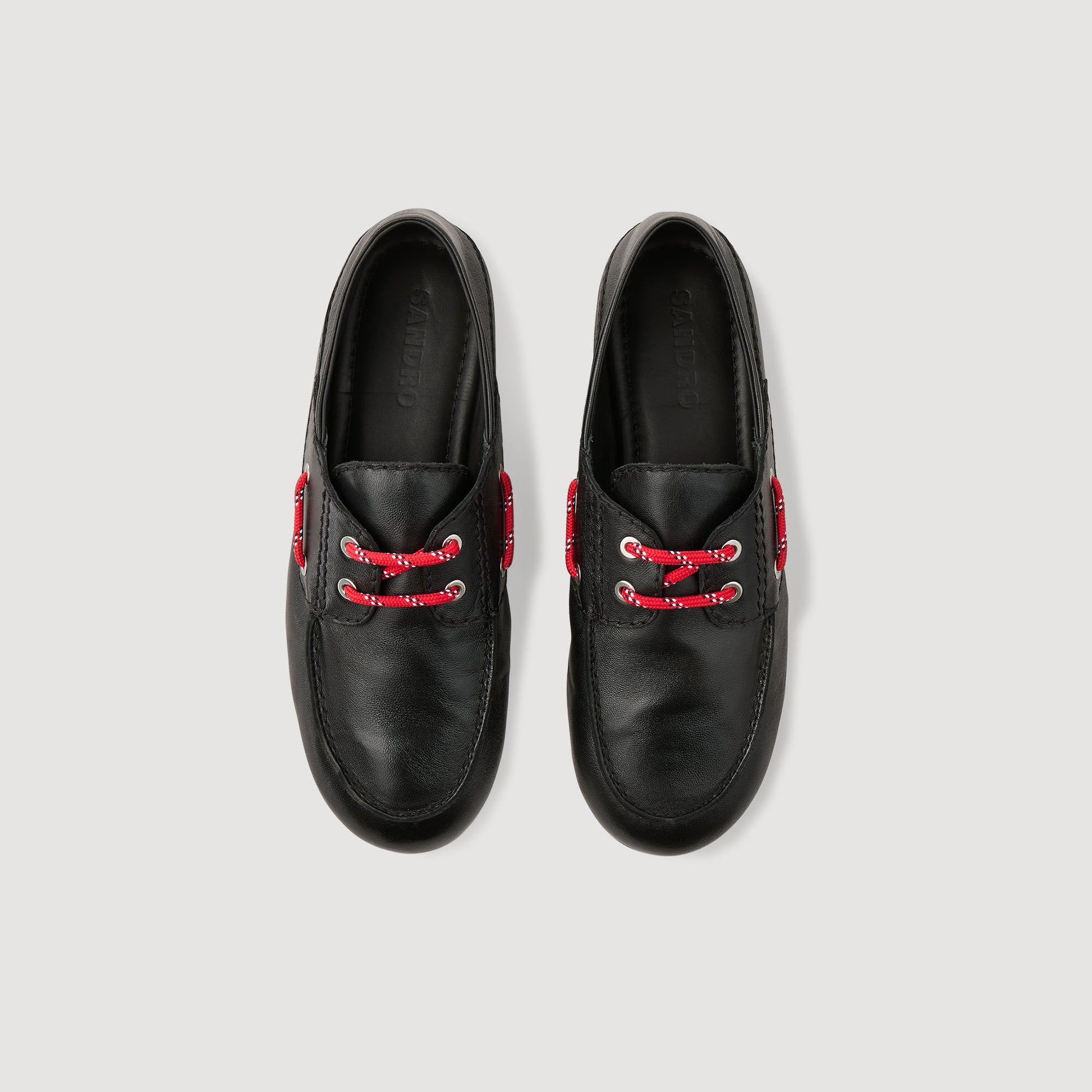 Sandro Leather boat shoe loafers Black