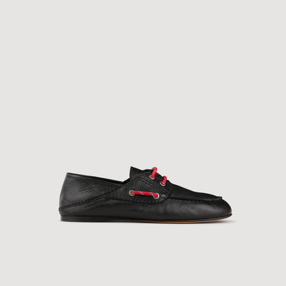 Sandro Leather boat shoe loafers Black