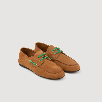 Sandro Suede boat shoe loafers Camel