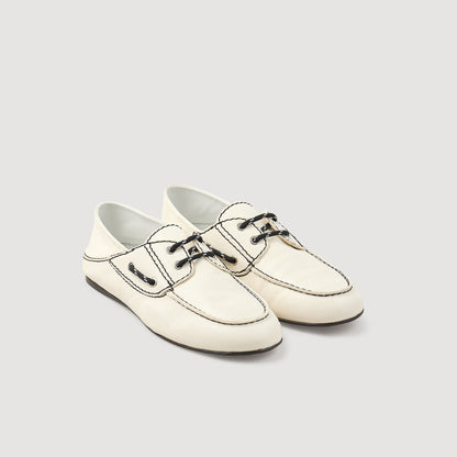 Sandro Leather boat shoe loafers White