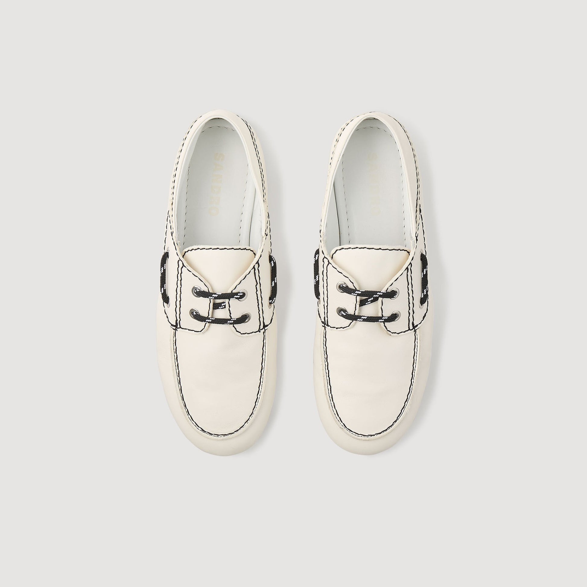 Sandro Leather boat shoe loafers White