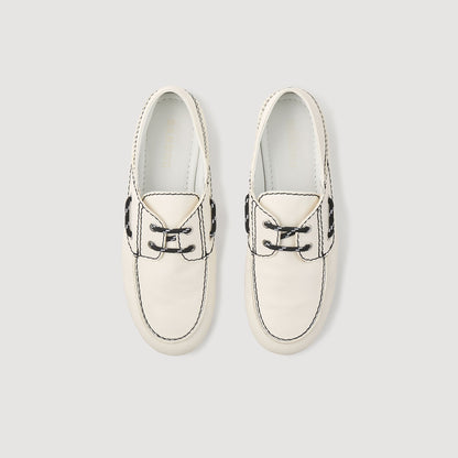 Sandro Leather boat shoe loafers White