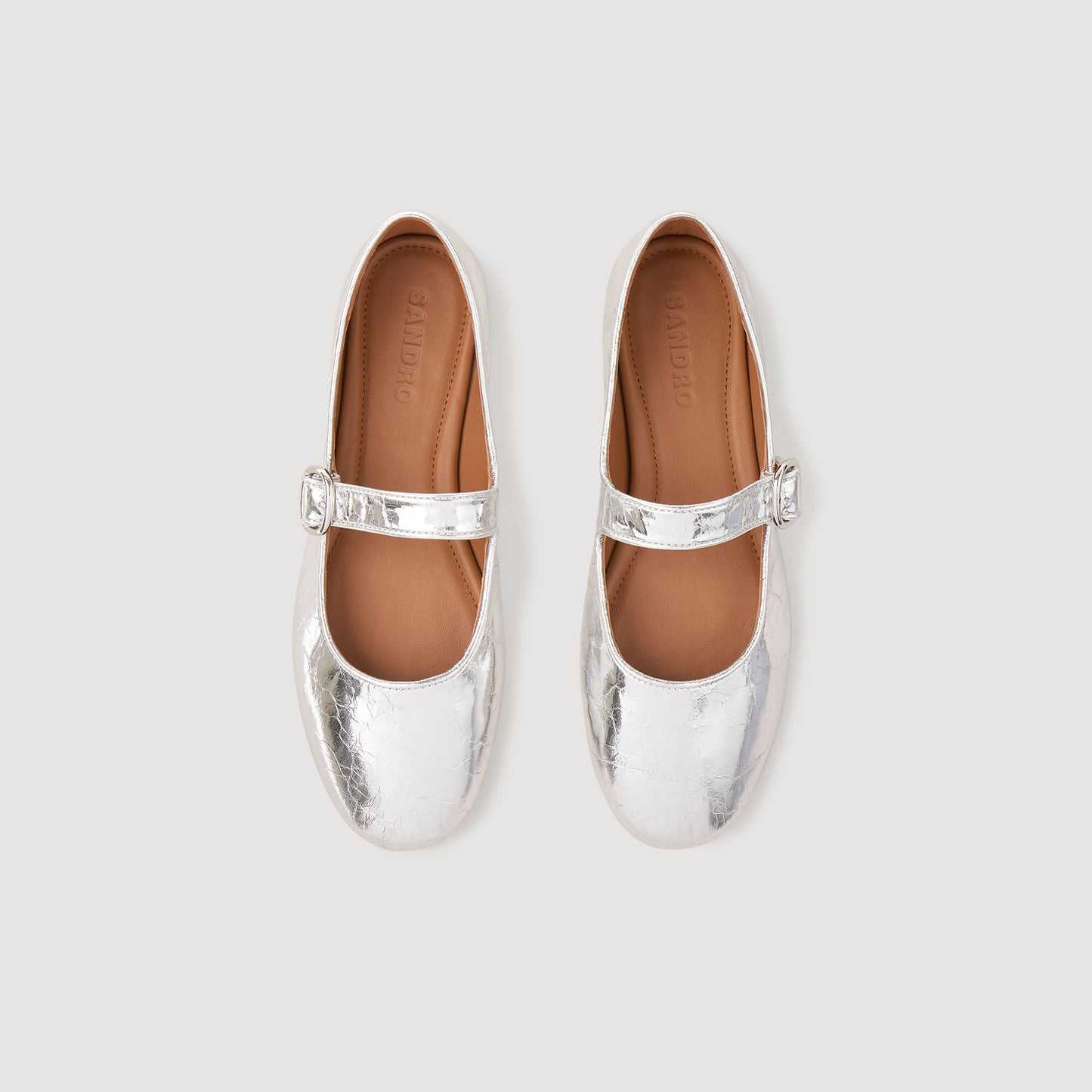 Sandro Shiny leather ballet flats Silver