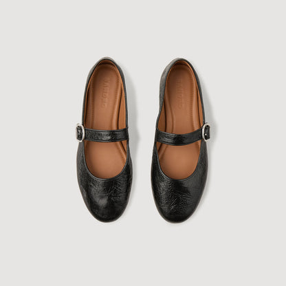 Sandro Shiny leather ballet flats Black