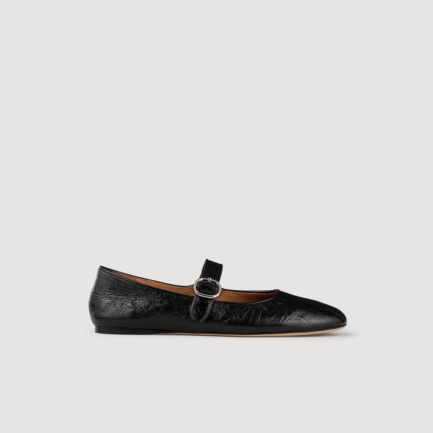 Sandro Shiny leather ballet flats Black