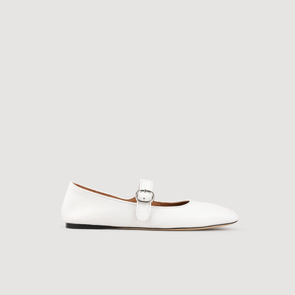 Sandro Shiny leather ballet flats White
