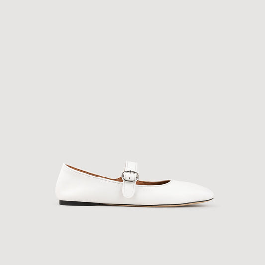 Sandro Shiny leather ballet flats White