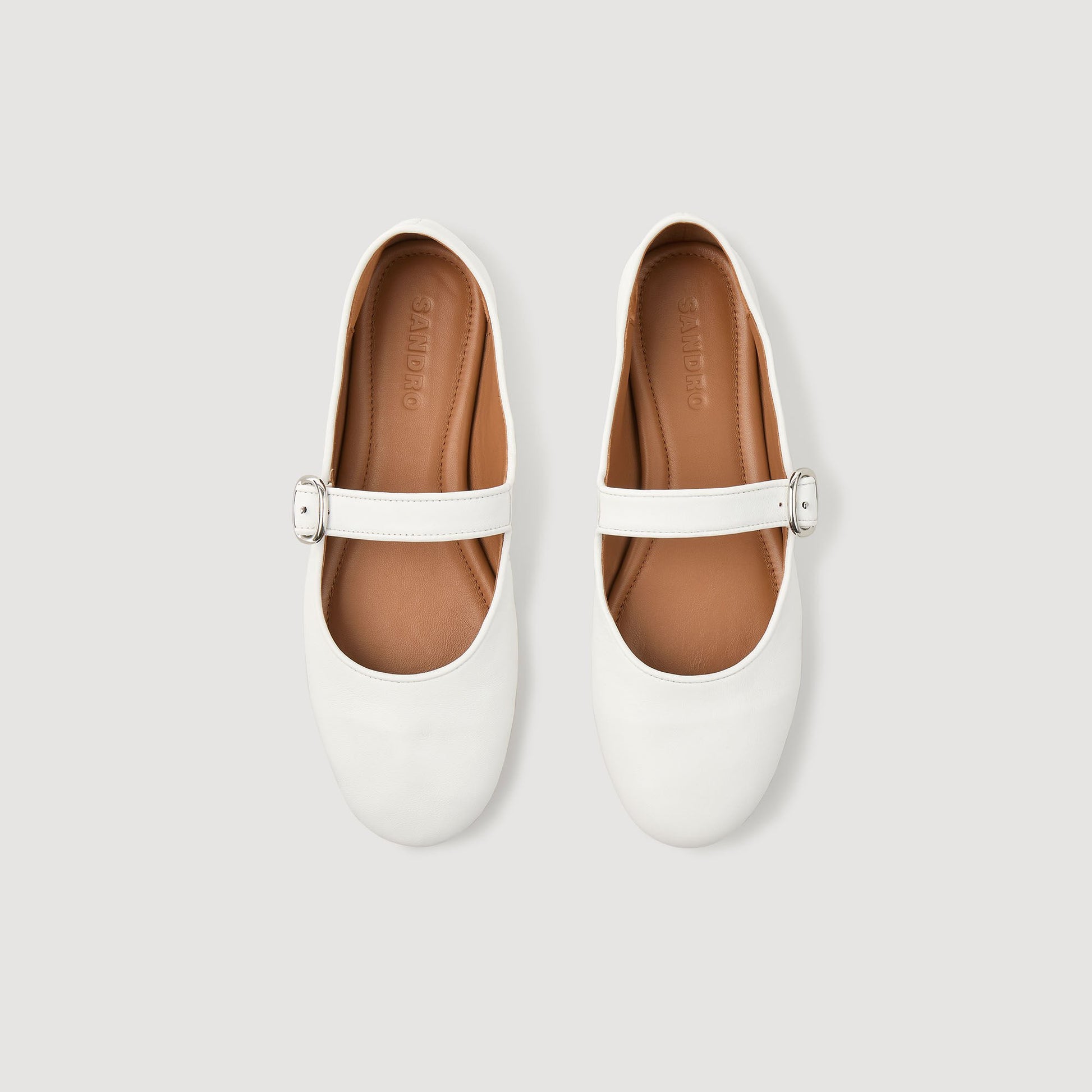 Sandro Shiny leather ballet flats White