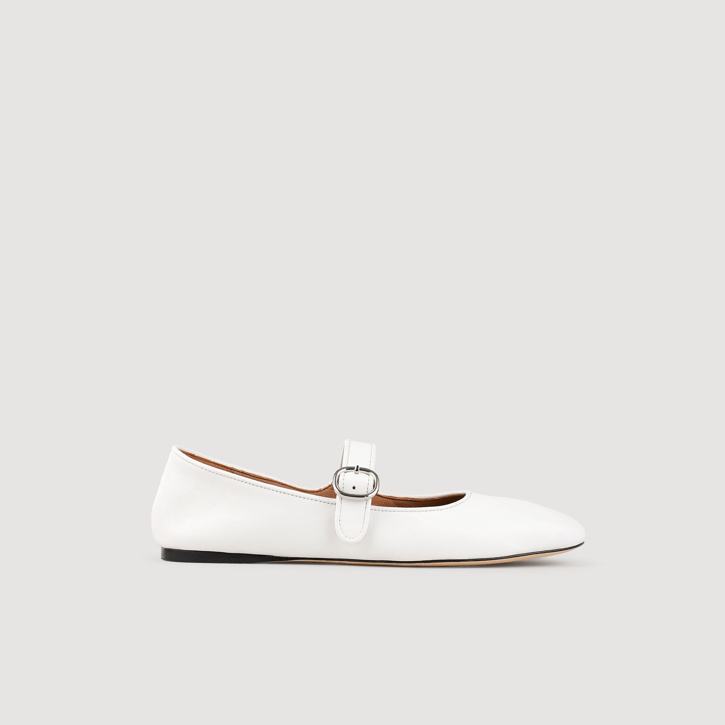 Sandro Shiny leather ballet flats White