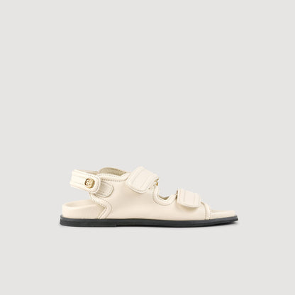 Sandro Plain leather lambskin sandals Vanilla