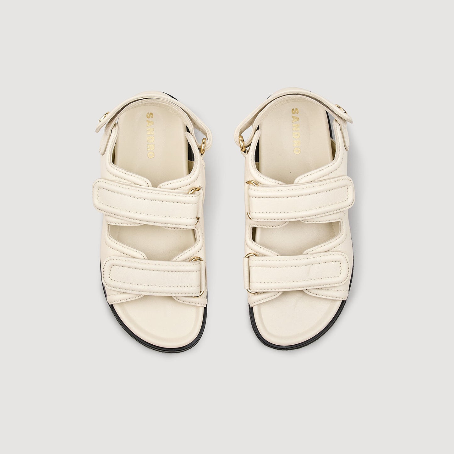 Sandro Plain leather lambskin sandals Vanilla