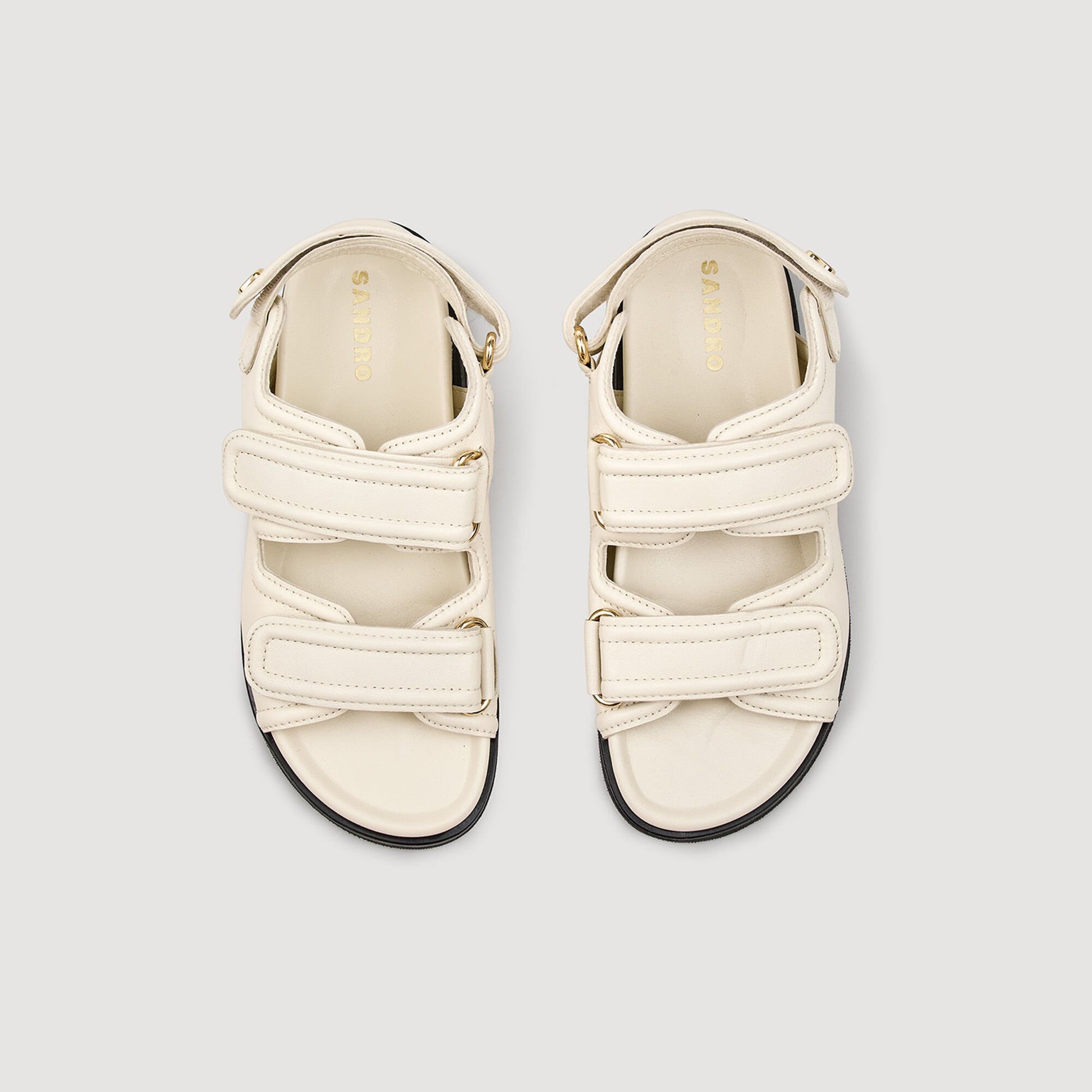 Sandro Plain leather lambskin sandals Vanilla