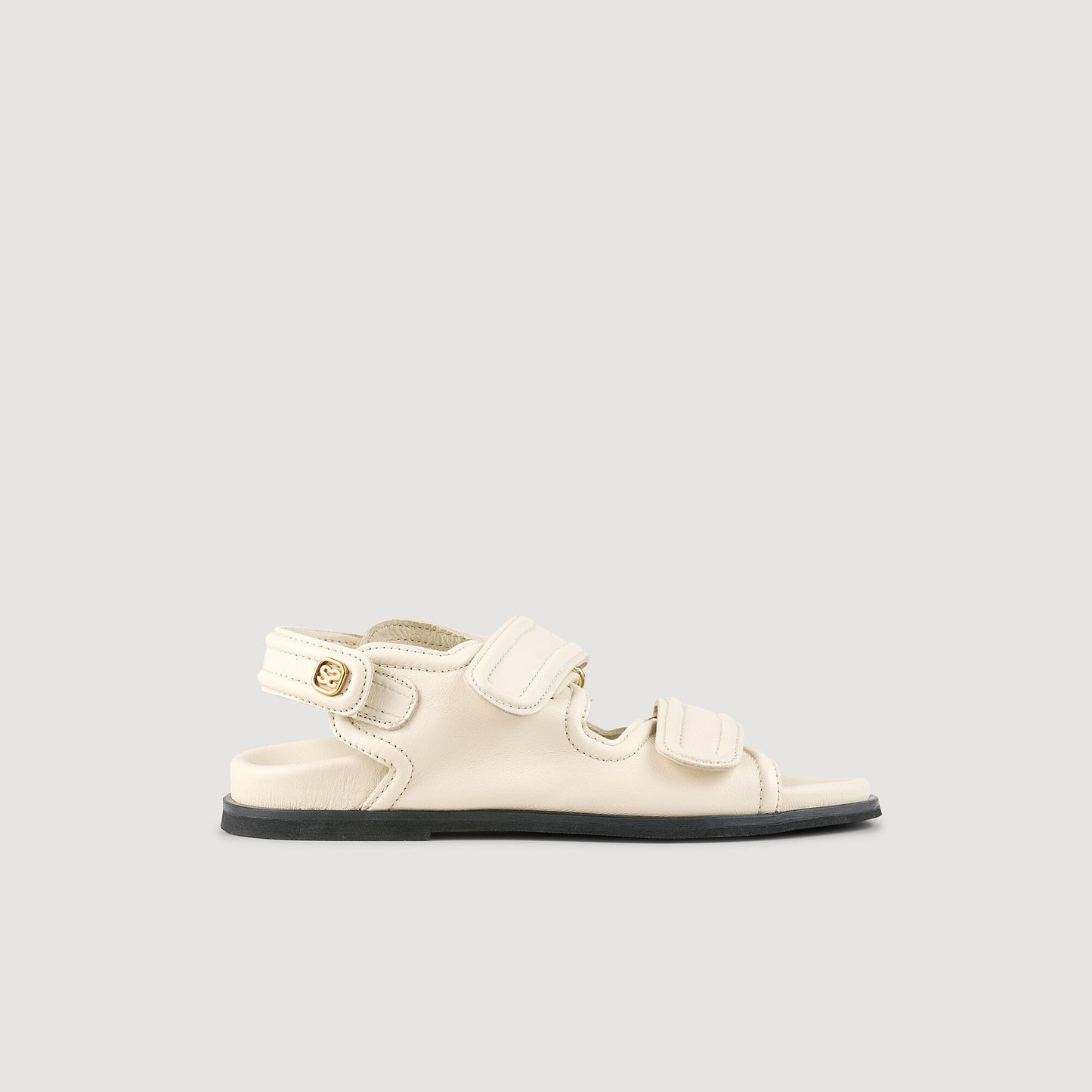 Sandro Plain leather lambskin sandals Vanilla