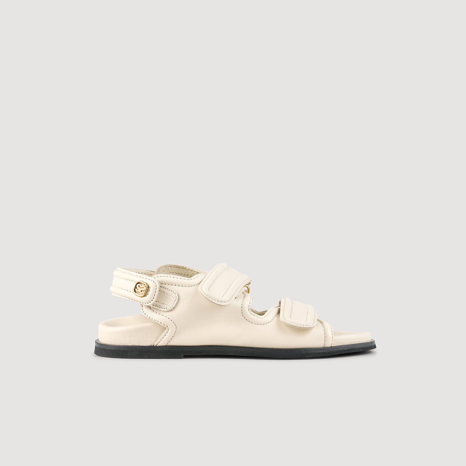 Sandro Plain leather lambskin sandals Vanilla