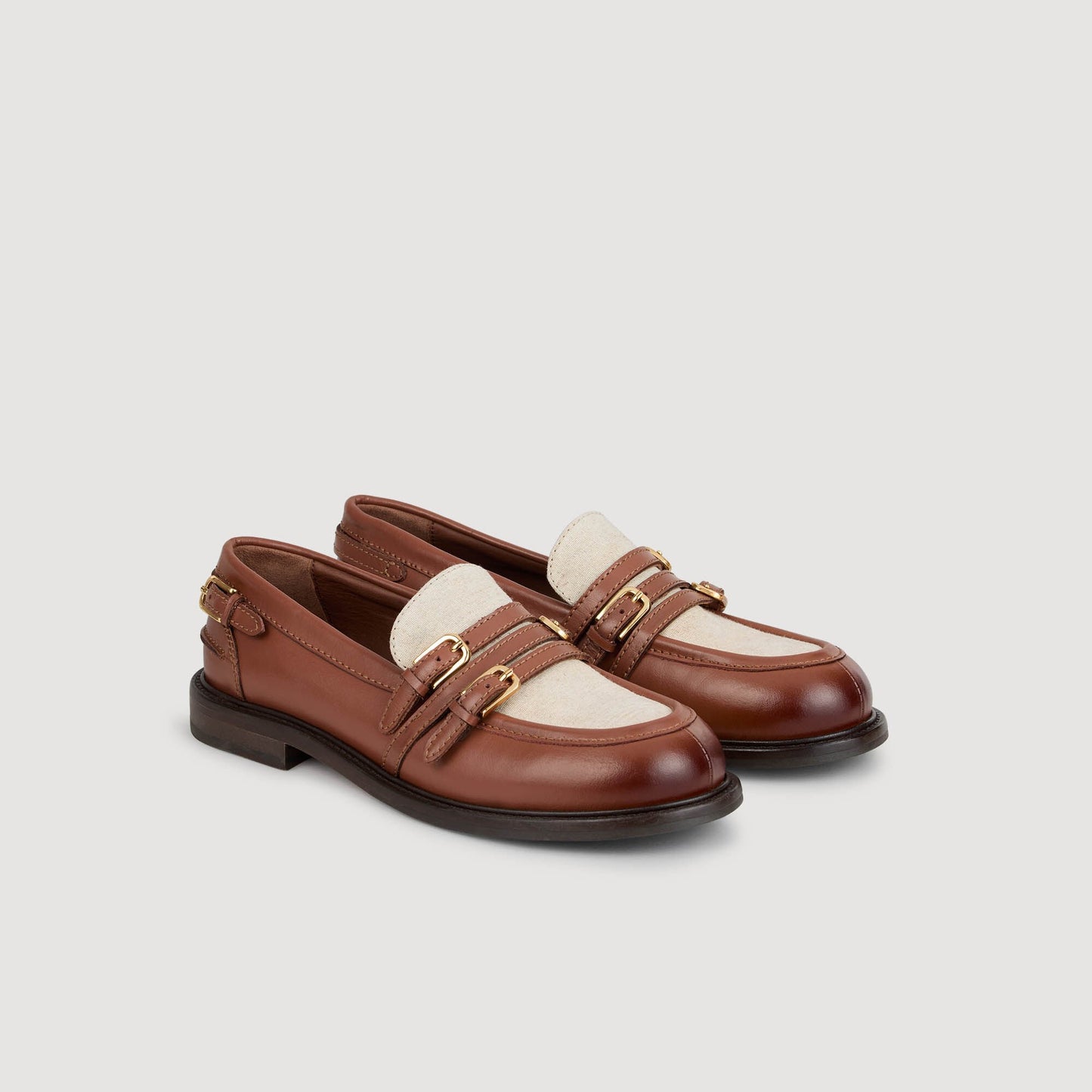 Sandro Shiny leather loafers Brown