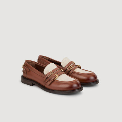 Sandro Shiny leather loafers Brown