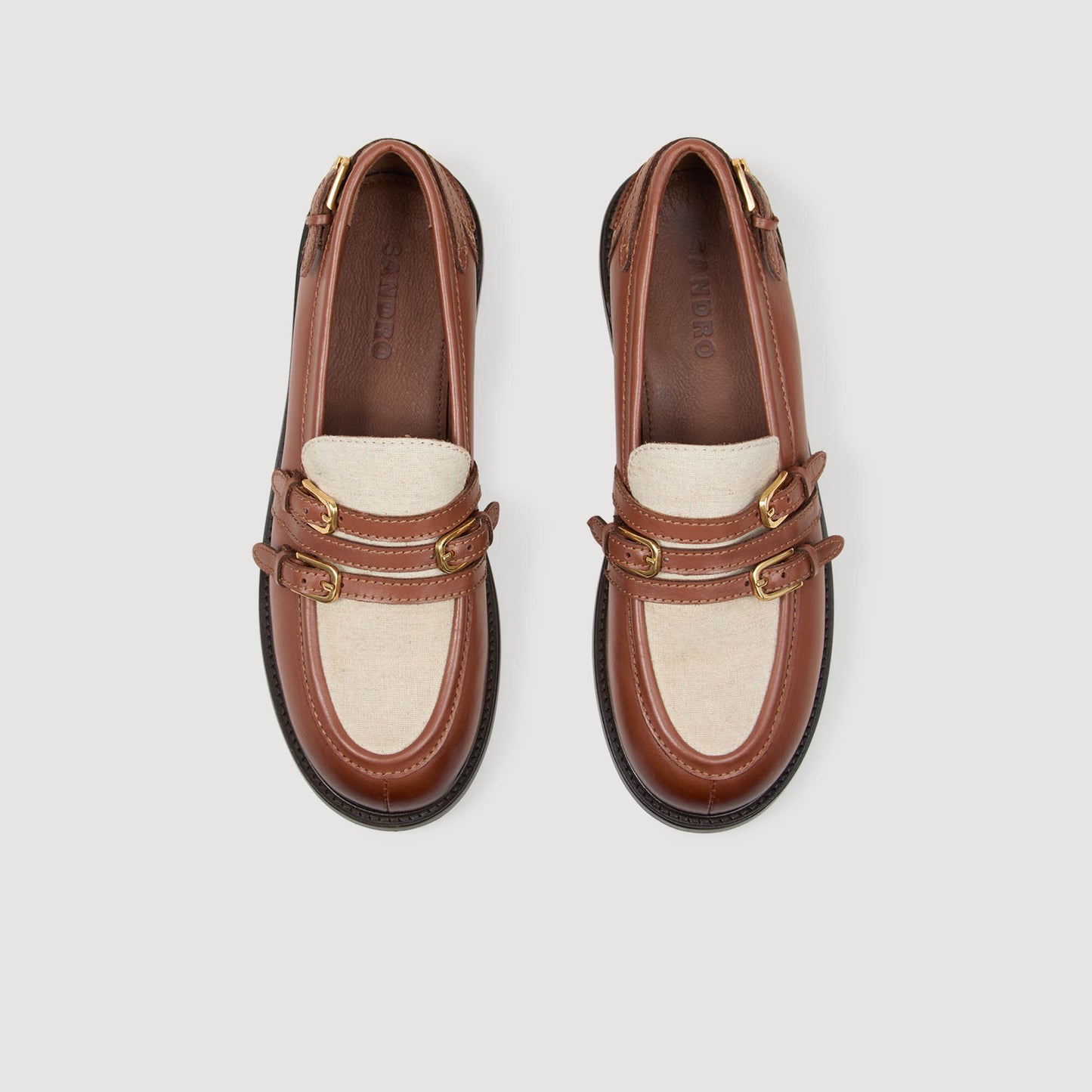 Sandro Shiny leather loafers Brown