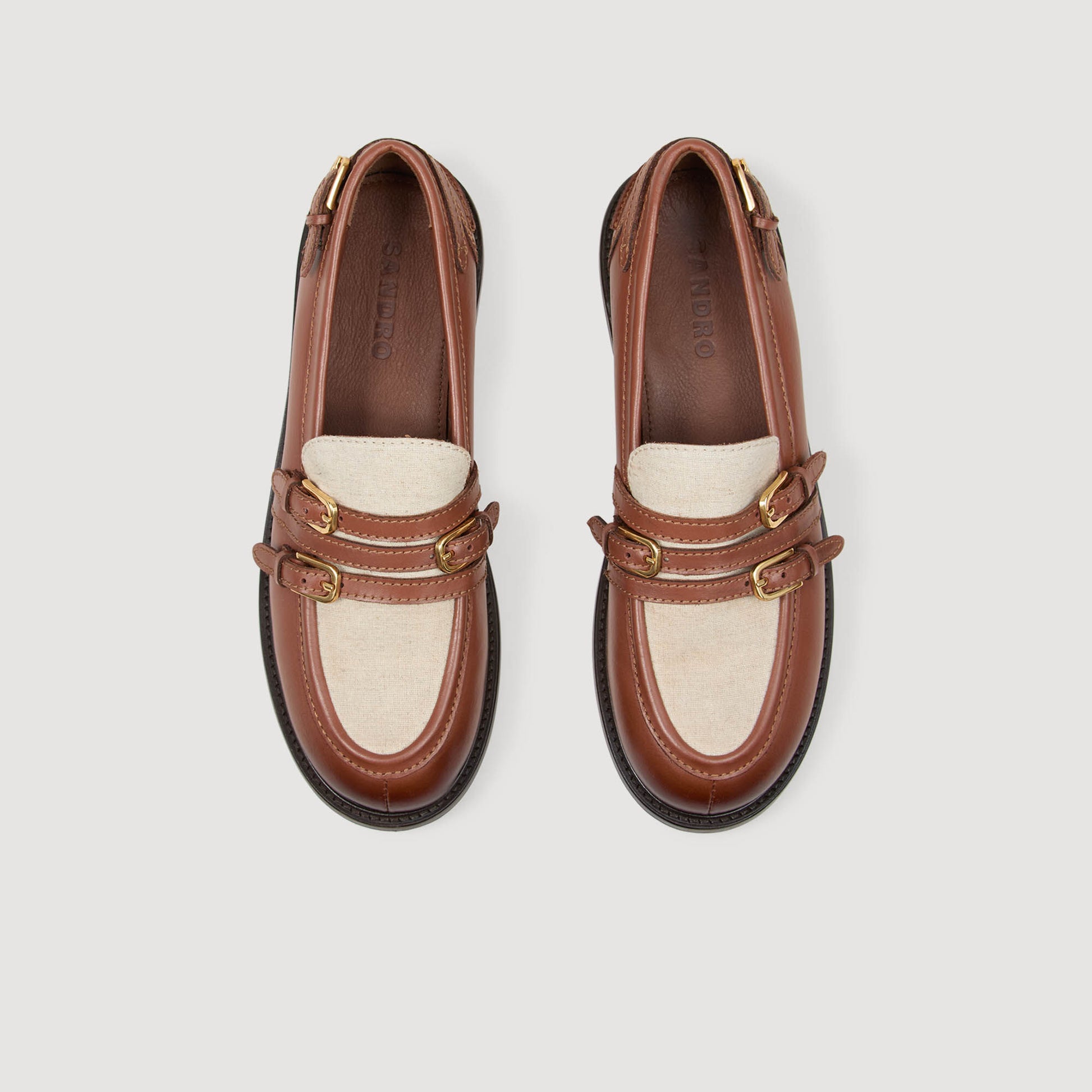 Sandro Shiny leather loafers Brown