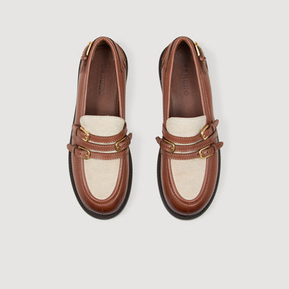 Sandro Shiny leather loafers Brown
