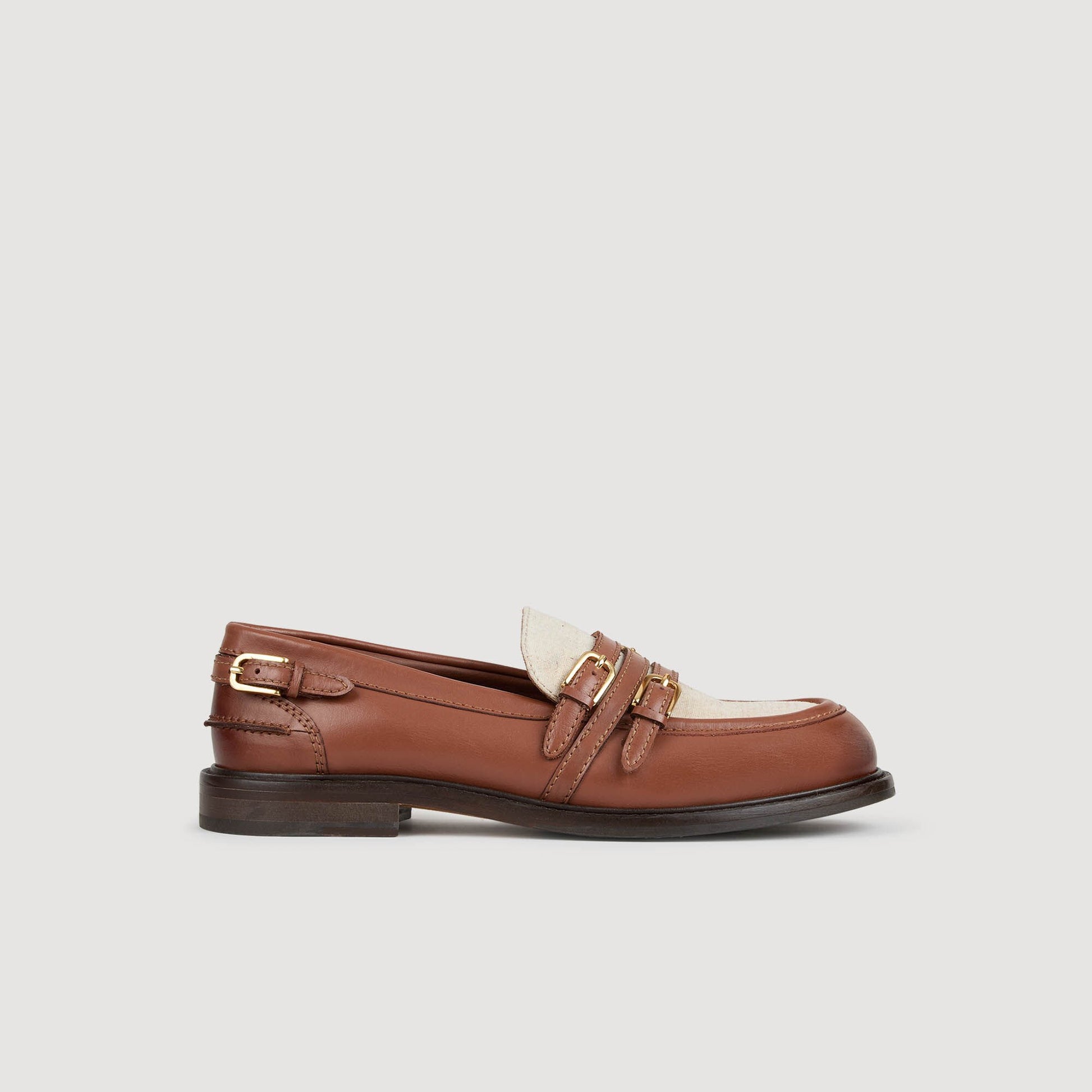 Sandro Shiny leather loafers Brown