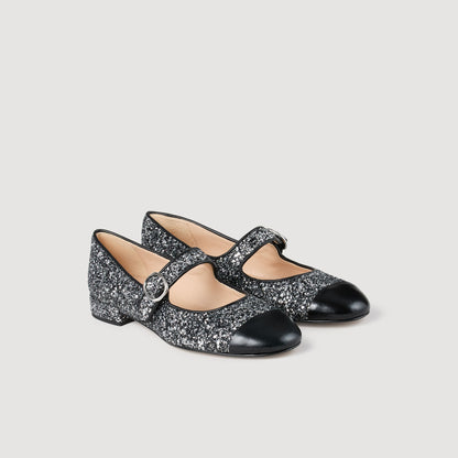 Sandro Glitter ballet flats Black