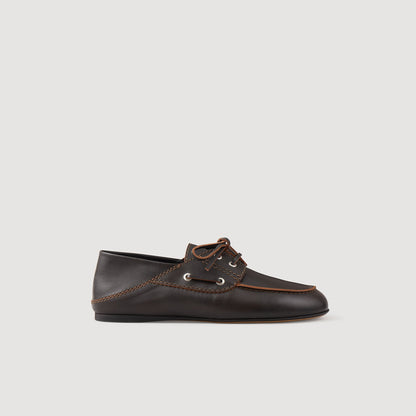 Sandro Leather boat shoe loafers Brown