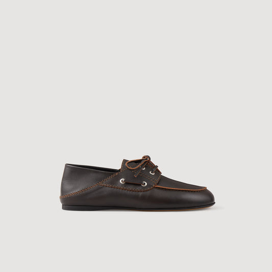 Sandro Leather boat shoe loafers Brown