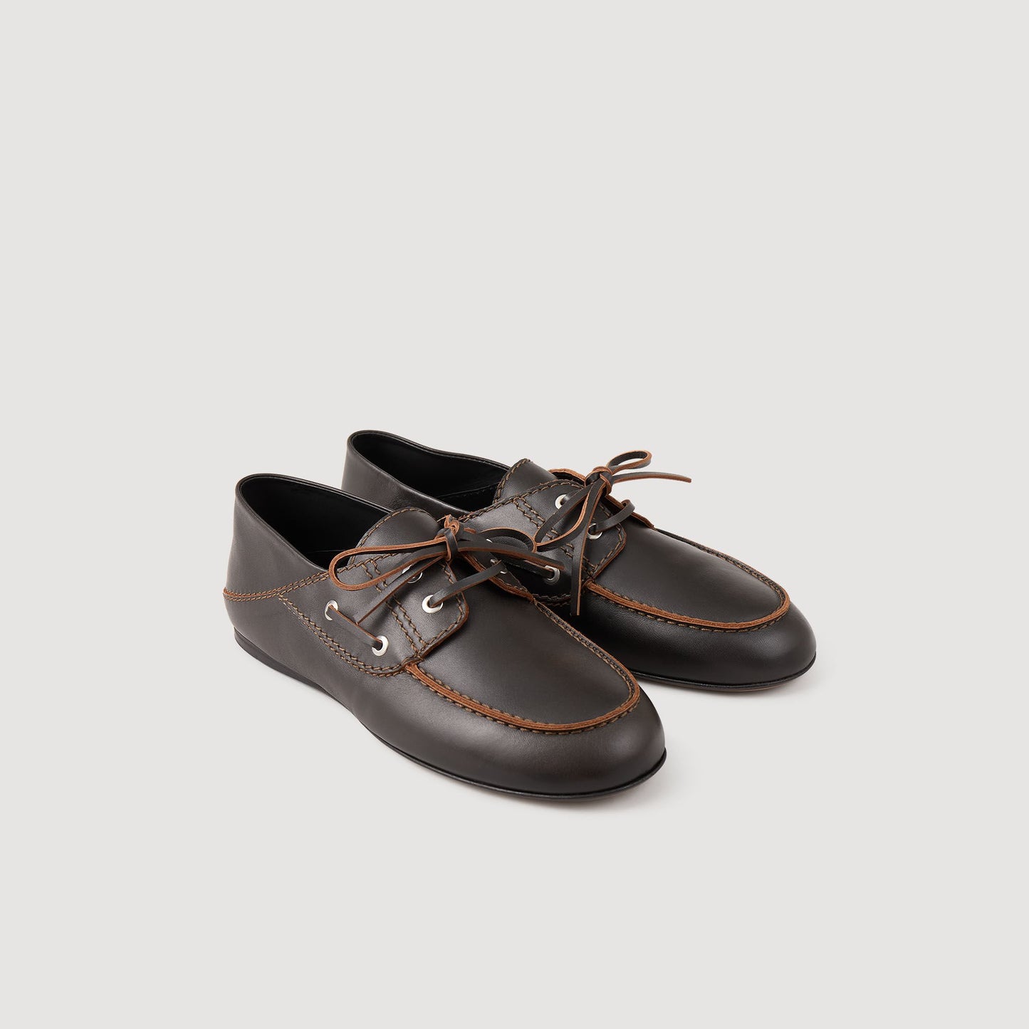 Sandro Leather boat shoe loafers Brown