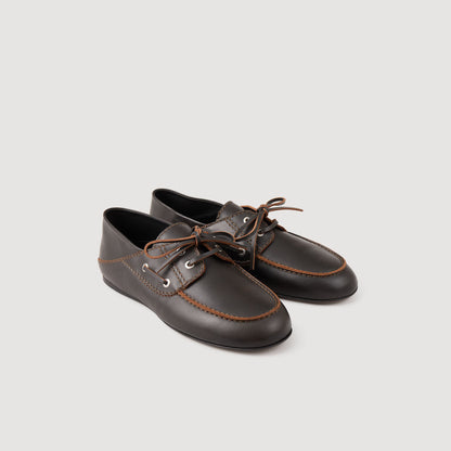 Sandro Leather boat shoe loafers Brown