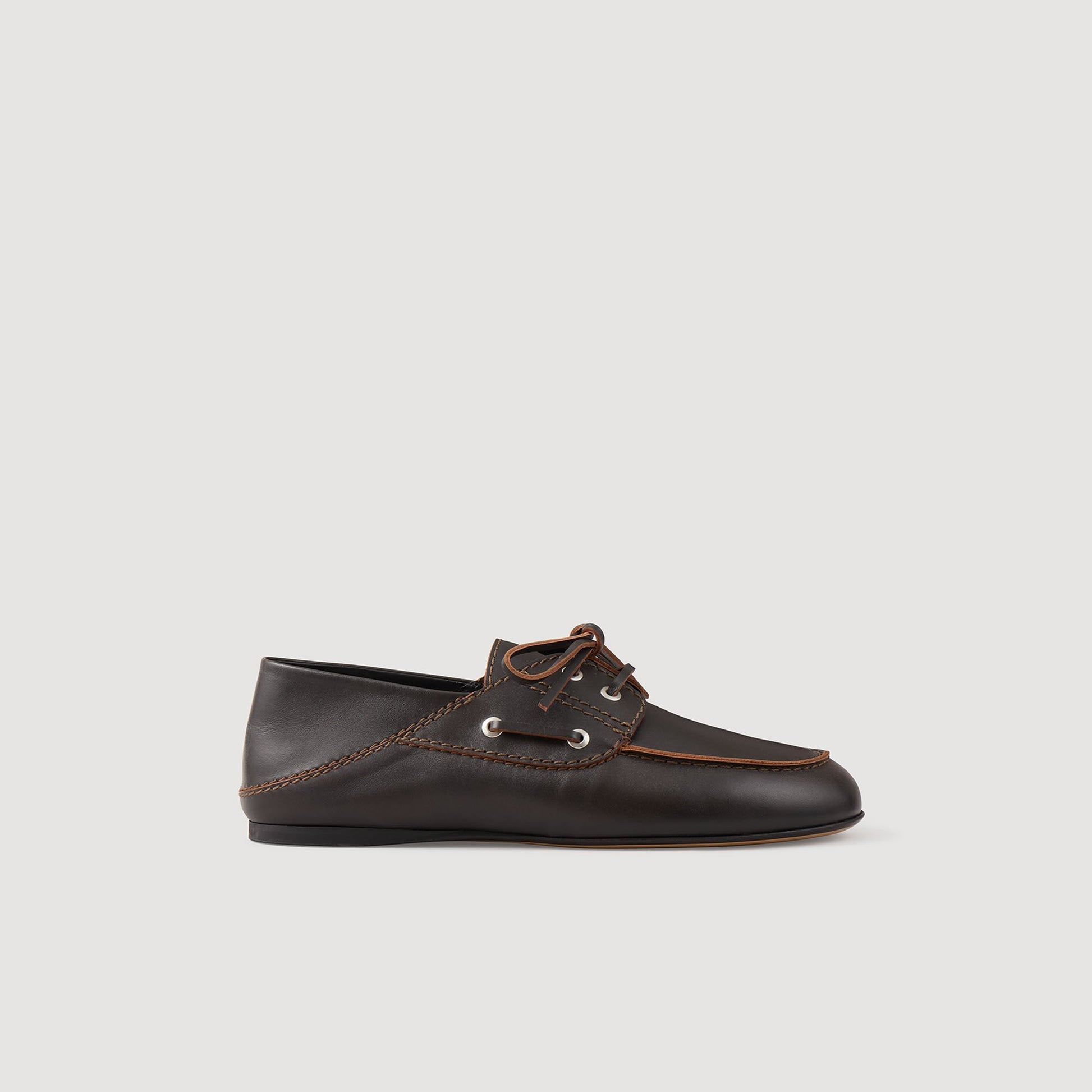 Sandro Leather boat shoe loafers Brown