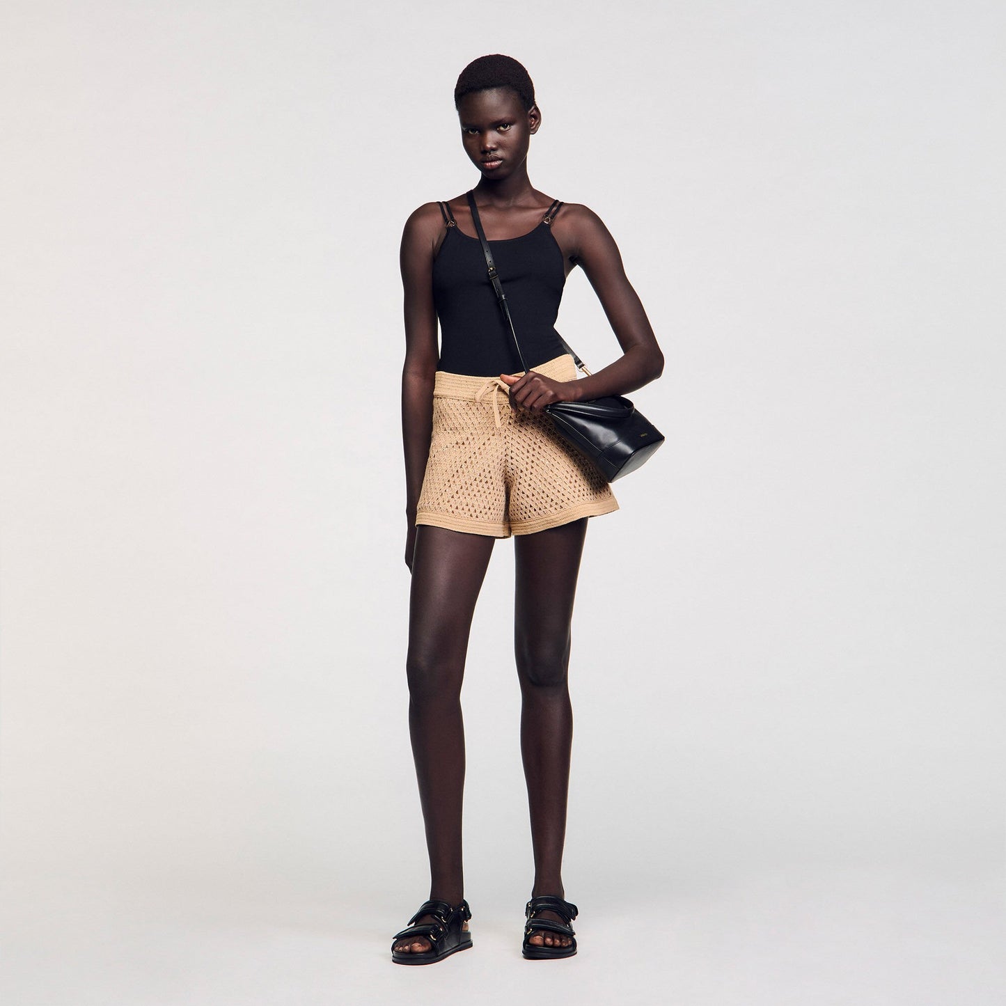 Sandro Jewelery detail knit leotard Black