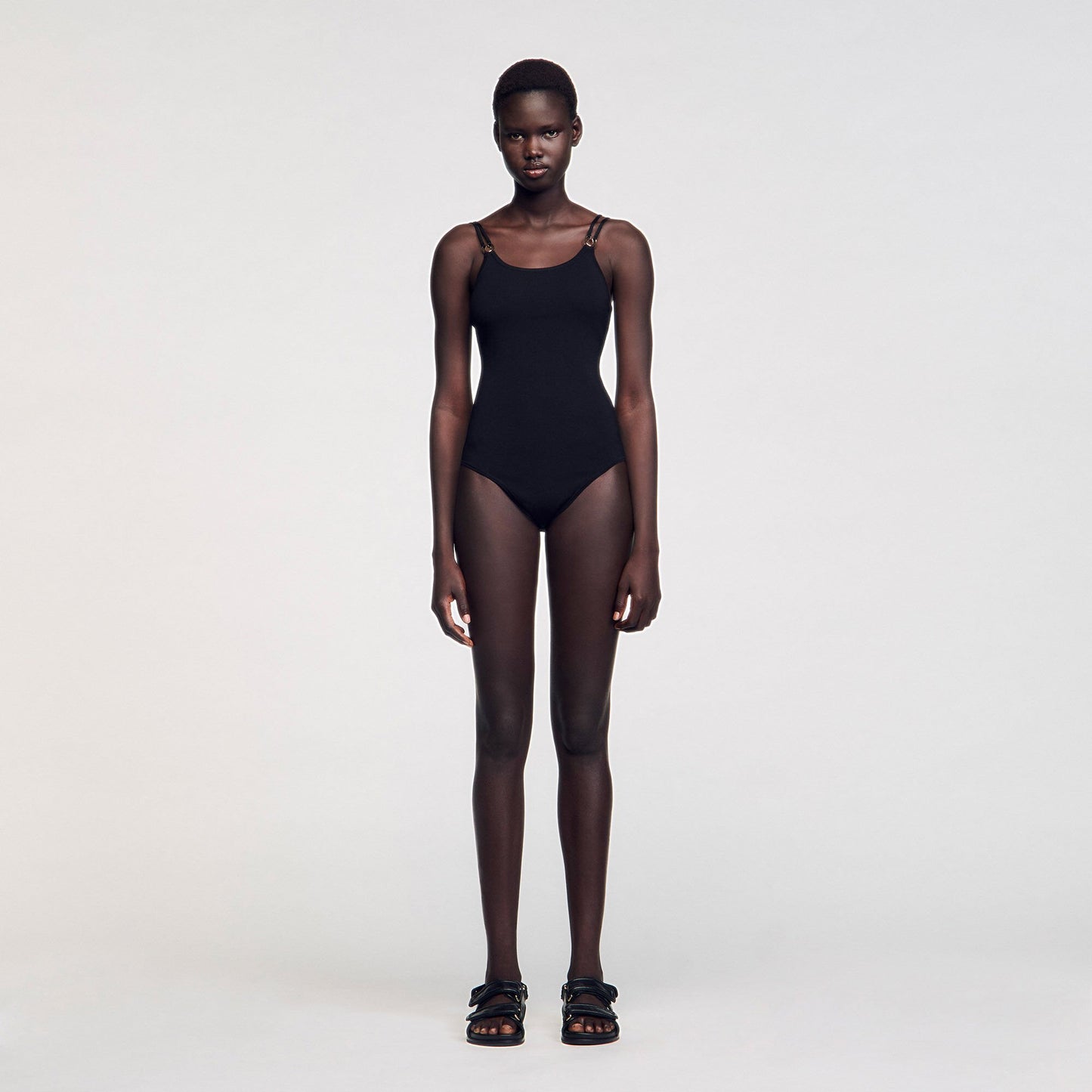 Sandro Jewelery detail knit leotard Black